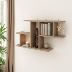 Ραφιέρα τοίχου Vertoura pakoworld σε μόκα απόχρωση 116x18.5x60cm (116x18,5x60εκ)