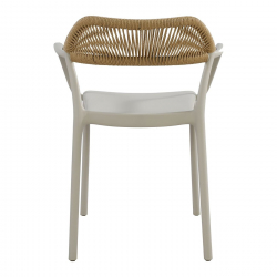 DOLLI Πολυθρόνα Στοιβαζόμενη, PP-UV Γκρι, Rope Wicker Φυσικό  56x52x78cm