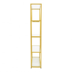 Ραφιέρα Aylan pakoworld γυαλί - μέταλλο σε χρυσή απόχρωση 100x30x200εκ