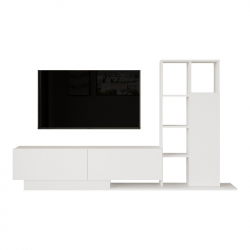 Σύνθετο σαλονιού Damon pakoworld σε λευκή απόχρωση 140x29.5x39.5εκ