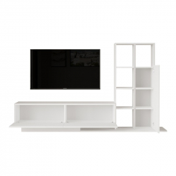 Σύνθετο σαλονιού Damon pakoworld σε λευκή απόχρωση 140x29.5x39.5εκ