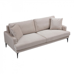 Καναπές 2θέσιος Fortune pakoworld βελούδο μπεζ-μαύρο 175x90x88εκ