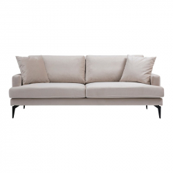 Καναπές 2θέσιος Fortune pakoworld βελούδο μπεζ-μαύρο 175x90x88εκ