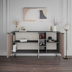 Μπουφές Clara pakoworld σε μόκα-ανθρακί απόχρωση 142x35,6x83εκ