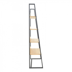 Βιβλιοθήκη Ryder pakoworld σε oak-μαύρη απόχρωση 75x36x185εκ