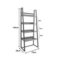 Βιβλιοθήκη Ryder pakoworld σε oak-μαύρη απόχρωση 75x36x185εκ