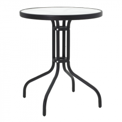 Τραπεζαρία Watson-Pomedon pakoworld σετ 3τεμ μέταλλο σε μαύρη απόχρωση (60x60x70εκ)