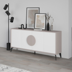 Μπουφές Gora pakoworld σε λευκή με μόκα απόχρωση  180x35.6x82εκ