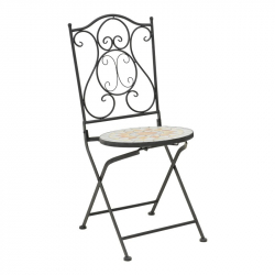 Τραπεζαρία Sellis pakoworld σετ 3τεμ μωσαικό-μέταλλο μαύρο (60x60x70εκ)