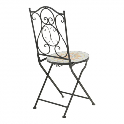 Τραπεζαρία Sellis pakoworld σετ 3τεμ μωσαικό-μέταλλο μαύρο (60x60x70εκ)