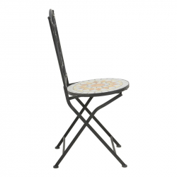 Τραπεζαρία Sellis pakoworld σετ 3τεμ μωσαικό-μέταλλο μαύρο (60x60x70εκ)