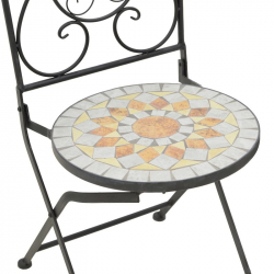 Τραπεζαρία Sellis pakoworld σετ 3τεμ μωσαικό-μέταλλο μαύρο (60x60x70εκ)