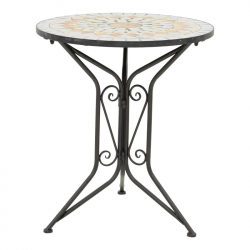 Τραπεζαρία Sellis pakoworld σετ 3τεμ μωσαικό-μέταλλο μαύρο (60x60x70εκ)