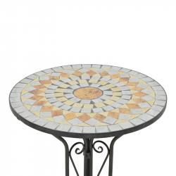 Τραπεζαρία Sellis pakoworld σετ 3τεμ μωσαικό-μέταλλο μαύρο (60x60x70εκ)