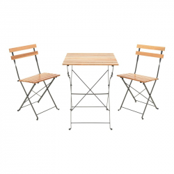 Τραπεζαρία Pometia pakoworld σετ 3τεμ ξύλο-μέταλλο (55x54x72εκ)