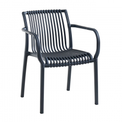 MODENA Πολυθρόνα Στοιβαζόμενη, PP-UV Protection Ανθρακί  57x58x79cm