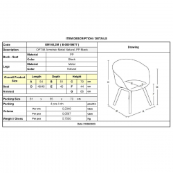 OPTIM Πολυθρόνα Μέταλλο Βαφή Φυσικό, PP Μαύρο  54x51x79cm