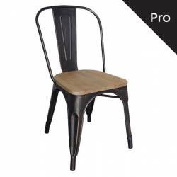 RELIX Wood Καρέκλα-Pro, Μέταλλο Βαφή Antique Black, Απόχρωση Ξύλου Natural Oak  45x51x85cm