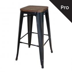 RELIX Wood Σκαμπό Bar-Pro, Στοιβαζόμενο, Μέταλλο Βαφή Μαύρο, Κάθισμα Dark Oak  43x43 H.76cm