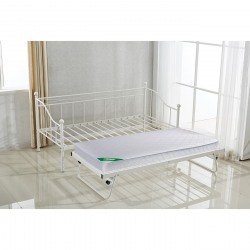 MARIN Set: Daybed (για στρώμα 90x190) + Βοηθητικό Κρεβάτι με Στρώμα 185x85 Μέταλλο Άσπρο  Κρεβάτια:198x97x93+185x85x36cm
