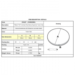 Contract Sliq Sandy Supreme Επιφάνεια Τραπεζιού τ.Werzalit Απόχρωση Yukon Oak  Φ60cm/18mm