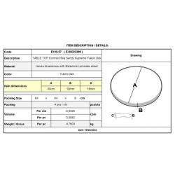 Contract Sliq Sandy Supreme Επιφάνεια Τραπεζιού τ.Werzalit Απόχρωση Yukon Oak  Φ60cm/18mm