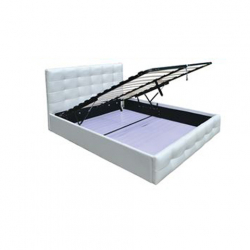 FIDEL Κρεβάτι Διπλό με Αποθηκευτικό Χώρο, για Στρώμα 160x200cm, PU Άσπρο  168x215x107cm