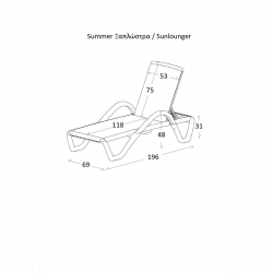 SUMMER K/D Ξαπλώστρα με μπράτσα Αλουμίνιο Ανθρακί, PP Άσπρο - Textilene Γκρι  69/58x196x31cm