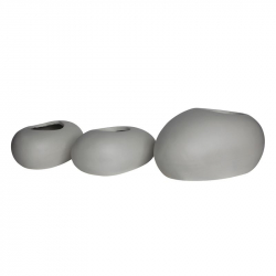 FLOWER POT-ROCK Set 3 τεμαχίων, Cement Απόχρωση White  40x30x19- 50x32x19- 56x43x29cm