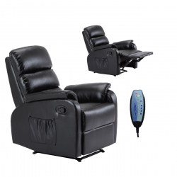 COMFORT Massage Πολυθρόνα Relax, Σαλονιού - Καθιστικού, PU Μαύρο  74x90x98cm