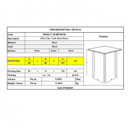 RELIX Τραπέζι Bar-Pro, Μέταλλο Βαφή Μαύρο  60x60x101cm