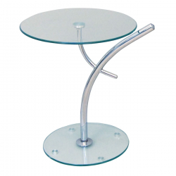 RAVEL Τραπεζάκι Βοηθητικό Χρώμιο - Γυαλί Clear Tempered  Φ50cm H.58cm
