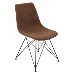 PANTON Καρέκλα Μέταλλο Βαφή Μαύρο, PU Vintage Brown  43x57x81cm
