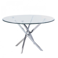 POSTO Τραπέζι Τραπεζαρίας Κουζίνας Χρώμιο, Γυαλί 10mm  Φ120 H.73cm