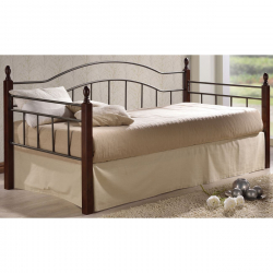 VINCENT Daybed Κρεβάτι Μονό Μέταλλο Βαφή Μαύρο, Ξύλο Καρυδί  98x201x99cm για Στρώμα 90x190