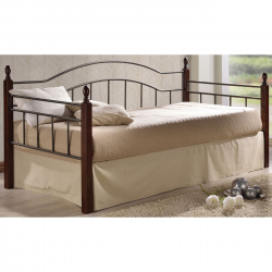 VINCENT Daybed Κρεβάτι Μονό Μέταλλο Βαφή Μαύρο, Ξύλο Καρυδί  98x201x99cm για Στρώμα 90x190