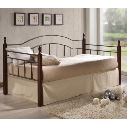 VINCENT Daybed Κρεβάτι Μονό Μέταλλο Βαφή Μαύρο, Ξύλο Καρυδί  98x201x99cm για Στρώμα 90x190
