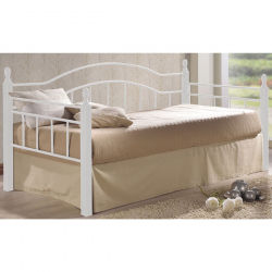 VINCENT Daybed Κρεβάτι Μονό Μέταλλο Βαφή Άσπρο, Ξύλο 'Ασπρο  98x201x99cm για Στρώμα 90x190