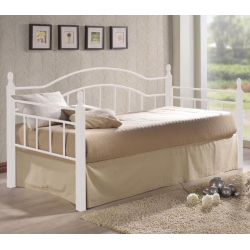 VINCENT Daybed Κρεβάτι Μονό Μέταλλο Βαφή Άσπρο, Ξύλο 'Ασπρο  98x201x99cm για Στρώμα 90x190