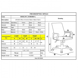 BF3900 Πολυθρόνα Γραφείου Βάση Μέταλλο Βαφή Μαύρo Ύφασμα Μαύρο  61x57x94/104cm