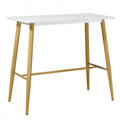 LAVIDA Τραπέζι BAR Μέταλλο Βαφή Φυσικό, Άσπρο MDF  120x60x106cm