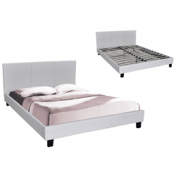 WILTON Κρεβάτι Διπλό, για Στρώμα 160x200cm, PU Άσπρο  169x213x89cm