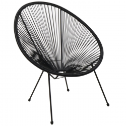 ACAPULCO Πολυθρόνα Μέταλλο Βαφή Μαύρο, Plastic Rattan Μαύρο  73x76x89cm