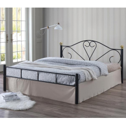 LAZAR Κρεβάτι Διπλό, για Στρώμα 160x200cm, Μέταλλο Βαφή Μαύρο  168x210x95cm