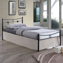 DUGAN Κρεβάτι Μονό, για Στρώμα 90x200cm, Μέταλλο Βαφή Μαύρο  96x205x83cm