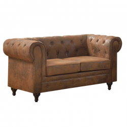 CHESTERFIELD York Kαναπές 2Θέσιος Σαλονιού - Καθιστικού, Ύφασμα Απόχρωση Καφέ Camel  150x82x77cm