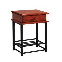 FLORA-II Κομοδίνο Μέταλλο Βαφή Μαύρο, Ξύλο Καρυδί  33x45x58cm