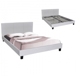 WILTON Κρεβάτι Διπλό, για Στρώμα 150x200cm, PU Άσπρο  159x213x89cm