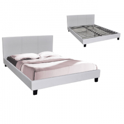 WILTON Κρεβάτι Διπλό για Στρώμα 140x190cm, Pu Άσπρο  149x203x89cm