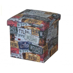 ORION Σκαμπό Αποθηκευτικό - Βοηθητικό, PU Deco Label  38x38x38cm